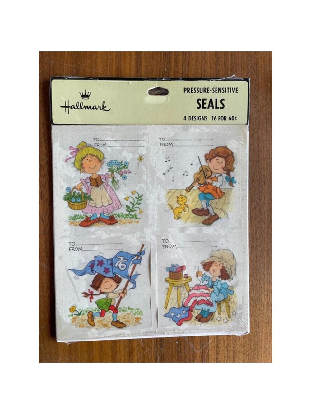 Hallmark Pressure Sensitive Seals Betsy Ross Gardening Cat & Fiddle Stickers